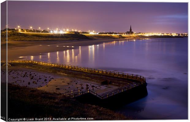 Old bathing pool and Long Sands beach at twilight. Canvas Print by Liam Grant