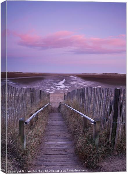 Dawn sunrise. Holkham, Norfolk Coast, UK Canvas Print by Liam Grant