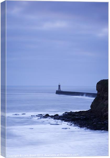 North Pier Lighthouse at dawn from Sharpness Point Canvas Print by Liam Grant