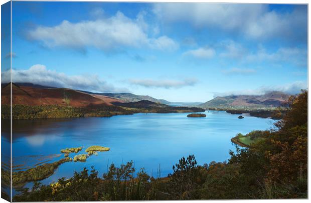 View over Derwent Water to Keswick. Canvas Print by Liam Grant