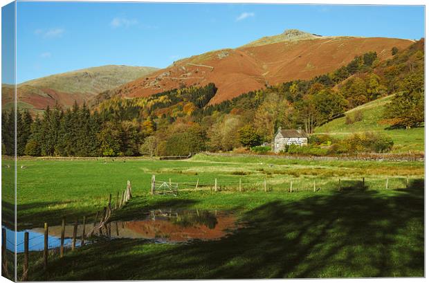 Cottage and flooded field at Grasmere. Canvas Print by Liam Grant