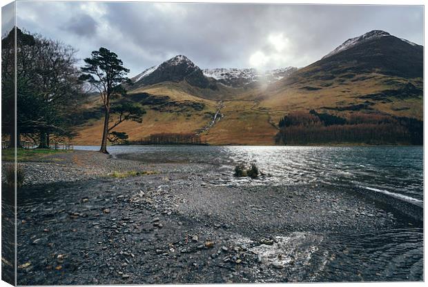 Snow capped mountains on Buttermere. Canvas Print by Liam Grant