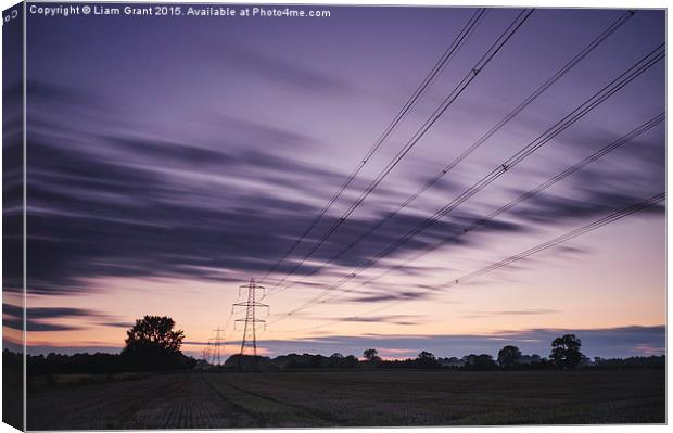 Sweeping clouds over an electricity pylon at twili Canvas Print by Liam Grant