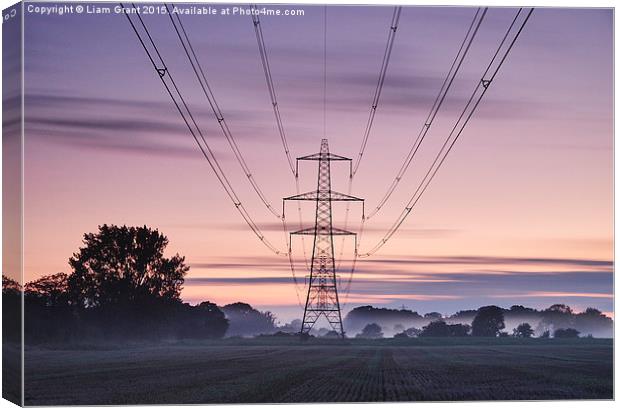 Sweeping clouds over an electricity pylon at twili Canvas Print by Liam Grant