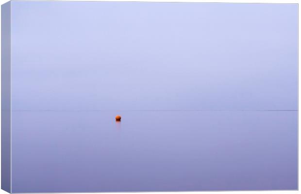 Cloudy sky a bouy reflected in a calm ocean at twi Canvas Print by Liam Grant