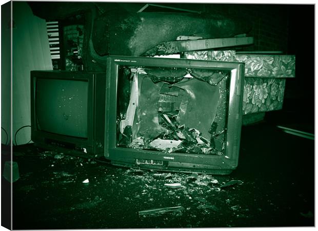 Destruction of Television Canvas Print by Anth Short