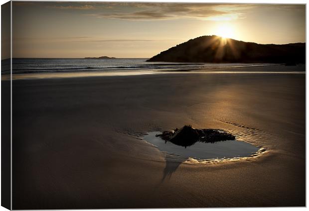 WHITESANDS SUNSET AND TIDAL POOL Canvas Print by Anthony R Dudley (LRPS)