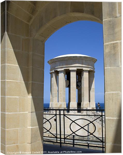 The Siege Bell, Valletta Canvas Print by Howard Corlett