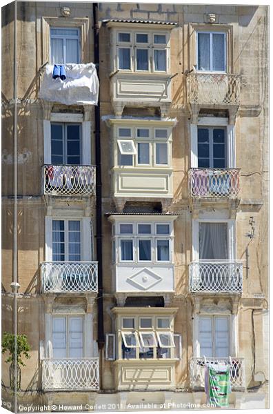 Windows and balconies Canvas Print by Howard Corlett
