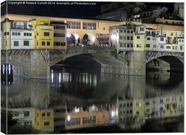Ponte Vecchio at night  Canvas Print by Howard Corlett