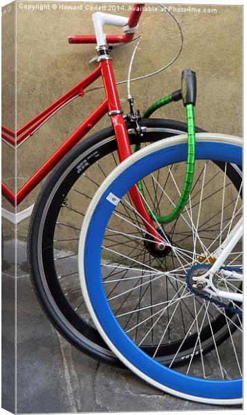 Coloured bicycles 2 Canvas Print by Howard Corlett