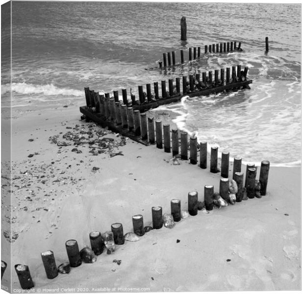 Beach groyne Canvas Print by Howard Corlett