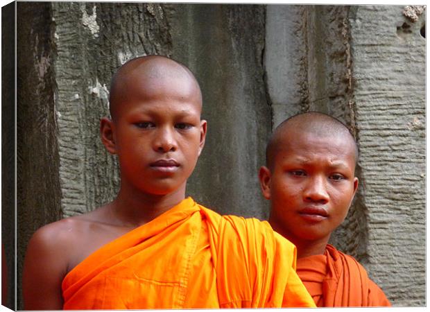 Cambodian Monks Canvas Print by Michael Craddock