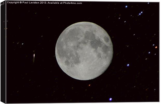 Full Moon & Perseid Meteor Canvas Print by Paul Leviston