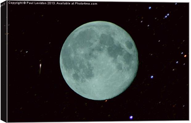Blue Moon & Perseid Meteor Canvas Print by Paul Leviston