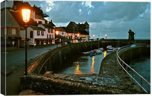 Lynmouth Harbour by Lamplight Canvas Print by graham young