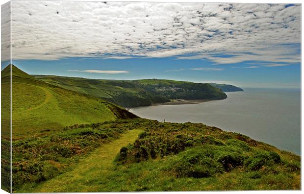 Lynton and Lynmouth, a view from Countisbury  Canvas Print by graham young