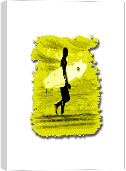 Surfer Silhouette in yellow Canvas Print by graham young