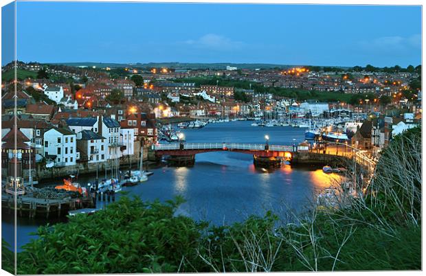 The Swing Bridge, Whitby at Dusk Canvas Print by graham young