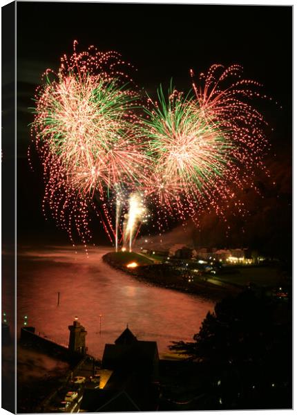 Mesmerizing Fireworks Display in Lynmouth North De Canvas Print by graham young