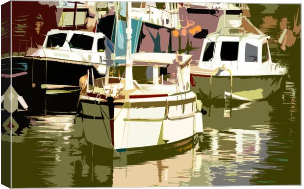 Vibrant Abstraction of Ilfracombe Harbor Canvas Print by graham young