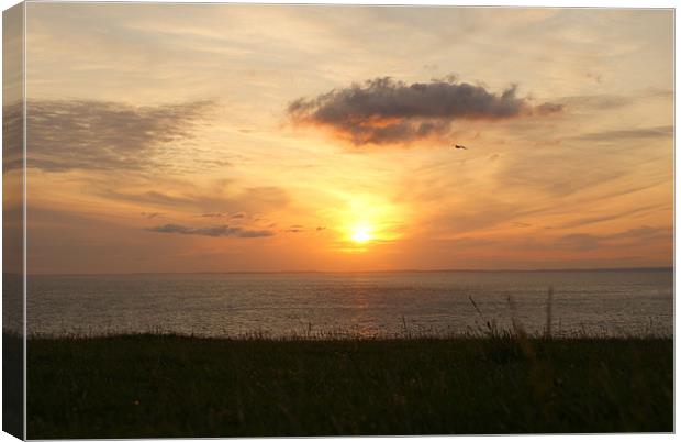 Sunset from Worm's Head - Gower Canvas Print by Steve Strong