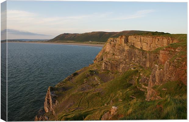 Cliffs on Worm's Head - Rhossili Bay - Gower Canvas Print by Steve Strong