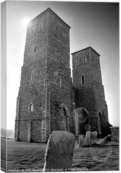 Reculver Towers Canvas Print by John Hergest