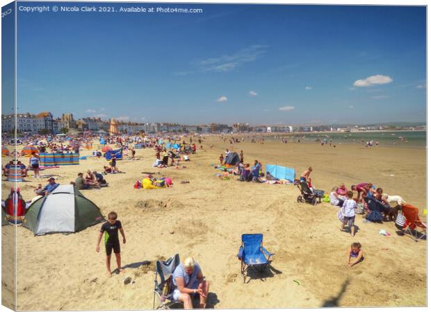 Blissful Escape to Weymouth Beach Canvas Print by Nicola Clark