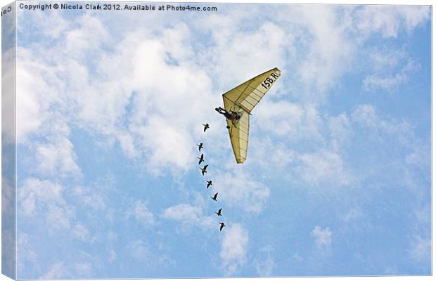 Microlight And Geese Flying Together Canvas Print by Nicola Clark