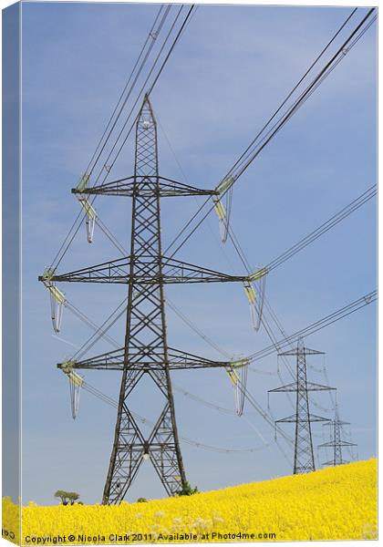 Electricity Pylons Canvas Print by Nicola Clark