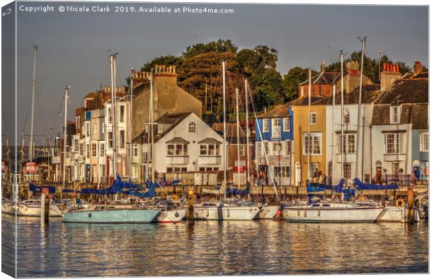 Evening Sun In The Harbour Canvas Print by Nicola Clark