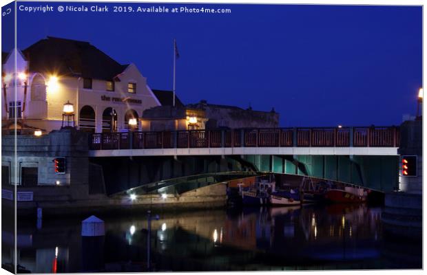 The Bridge At Night Canvas Print by Nicola Clark