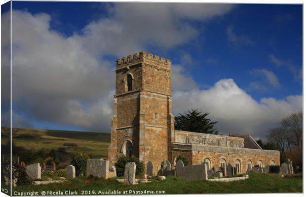 Dorset Village Church Canvas Print by Nicola Clark