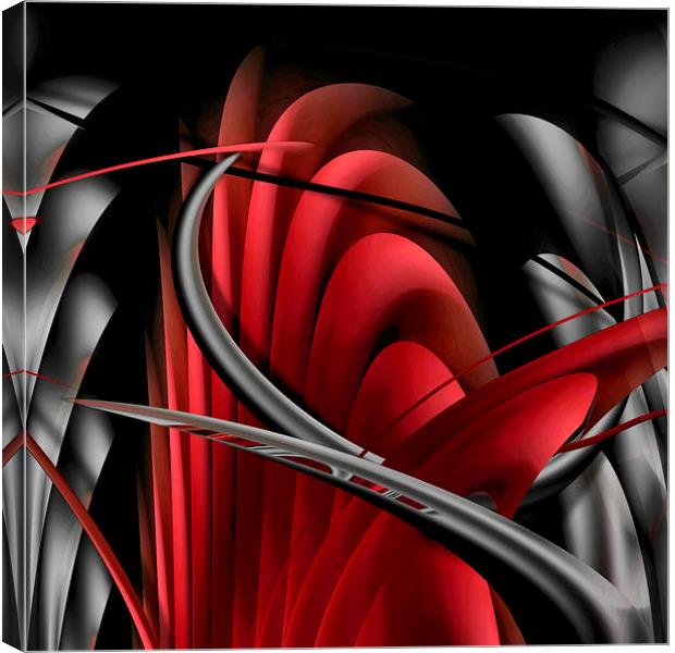 Underworld (Digital Abstract/Red) Canvas Print by Nicola Hawkes