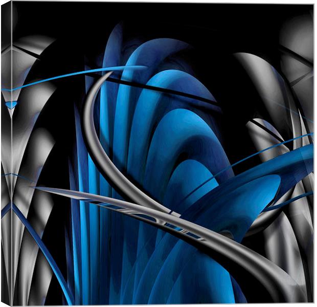Underworld (Digital Abstract/Blue) Canvas Print by Nicola Hawkes