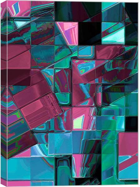 Mosaic Abstract (Claret & Blue) Canvas Print by Nicola Hawkes