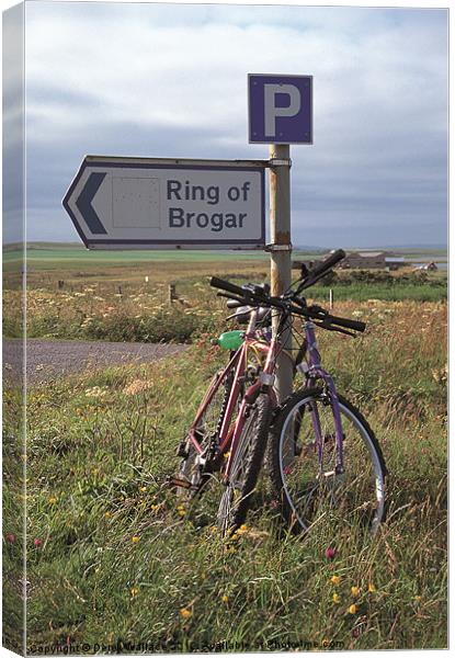 Ring of Brogar sign post Canvas Print by Derek Wallace