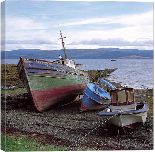 Fishing Boats on Mull Canvas Print by Derek Wallace