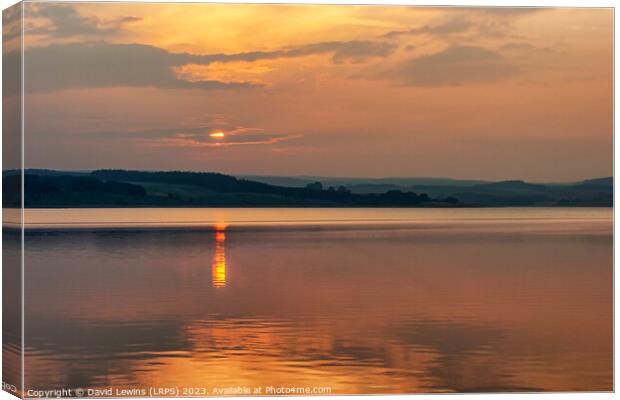 A sunset over Derwent Reservoir in Northumberland Canvas Print by David Lewins (LRPS)