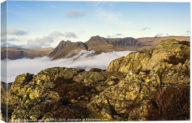 The Langdale Pikes - Cumbria Canvas Print by David Lewins (LRPS)