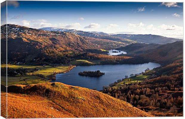View of Grasmere & Rydal Water Canvas Print by David Lewins (LRPS)