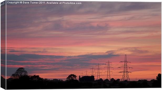 Pylons at Sunset, Norfolk Canvas Print by Dave Turner