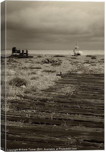 Boat and Boardwalk, Dungeness Canvas Print by Dave Turner