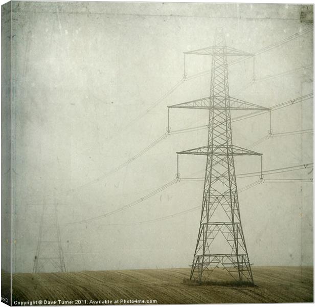 Pylons in the Mist Canvas Print by Dave Turner