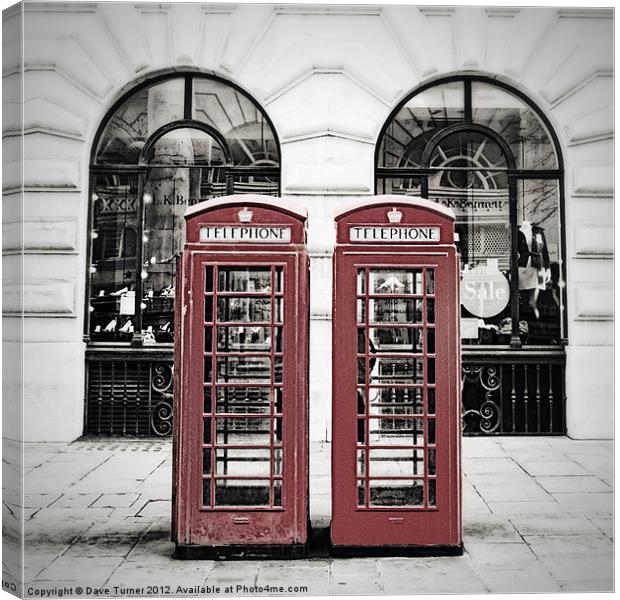 Red Telephone Box Canvas Print by Dave Turner