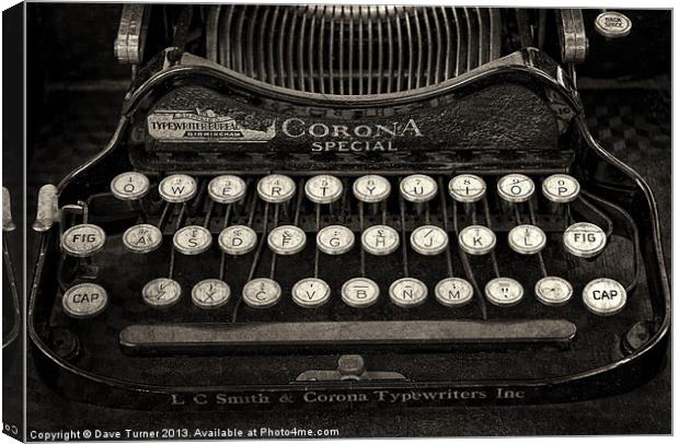 Vintage Typewriter Keyboard Canvas Print by Dave Turner
