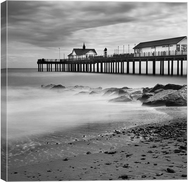 Southwold Pier and Beach, Suffolk Canvas Print by Dave Turner