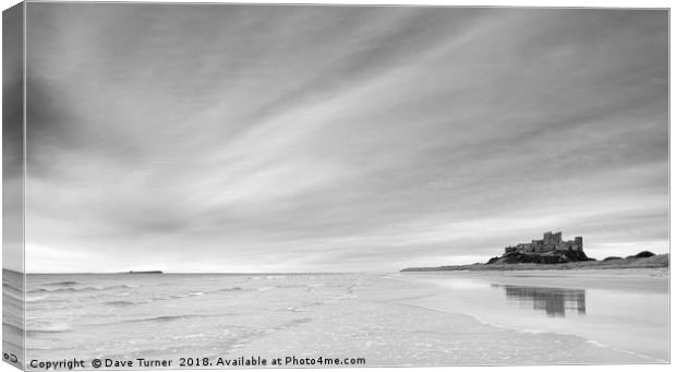 Bamburgh Castle and Inner Farne Canvas Print by Dave Turner