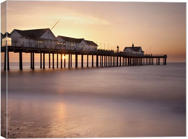 Southwold Pier at Sunrise, Suffolk Canvas Print by Dave Turner